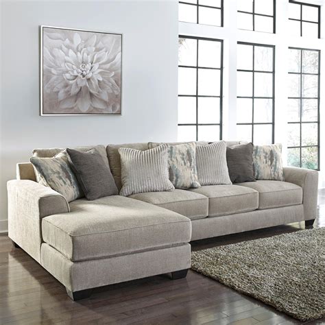 Sam Left Facing Sectional Sofa with Ottoman, Grey