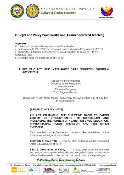 legal and policy frameworks and learner centered teaching slideshare