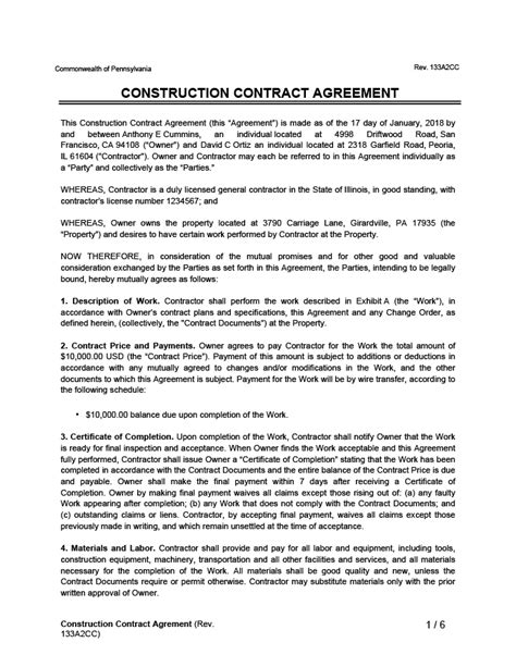 legal construction contract agreement