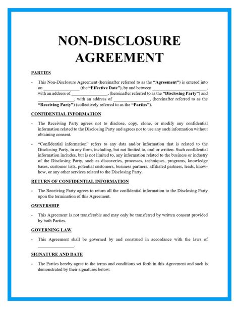 legal non disclosure agreement form