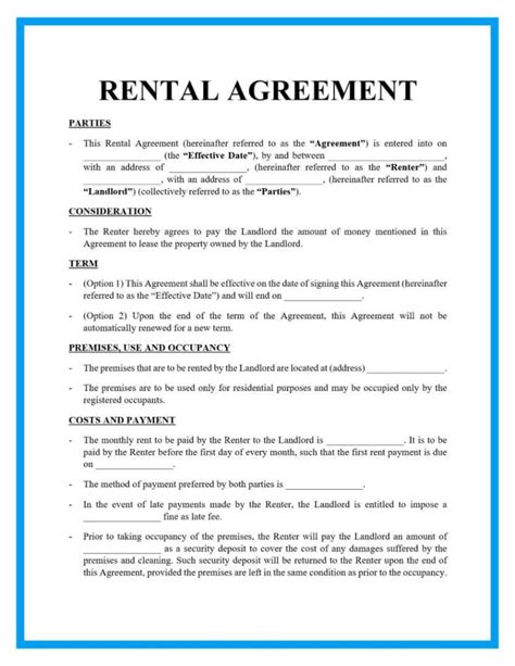 legalzoom rental agreement sample