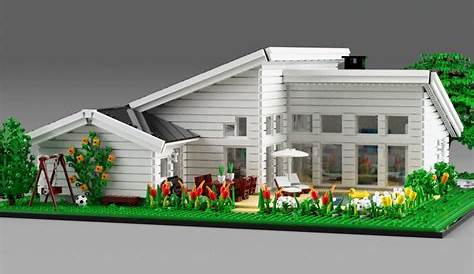 LEGO Modell: Modernes Einfamilienhaus mit Garten | zusammengebaut Lego