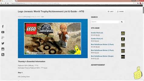 lego jurassic park trophy guide