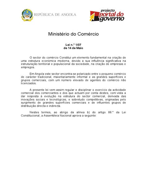 lei das actividades comerciais angola pdf