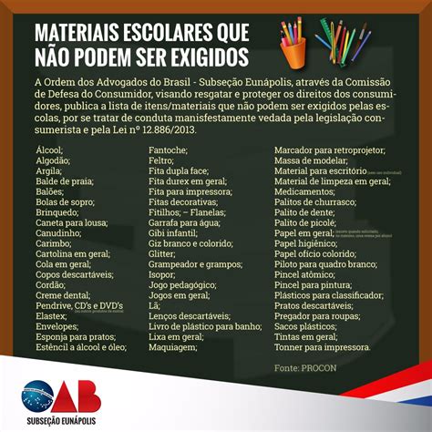 lei sobre material escolar