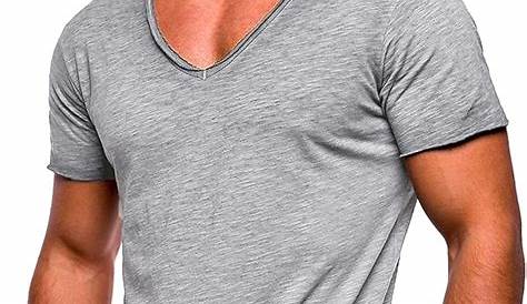 Herren T-Shirt Sommer Casual Unifarben Einfacher Shirts Stil Kurzarm V