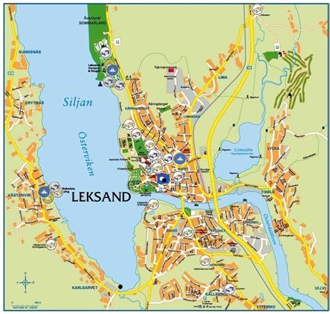 Hitta våra attraktioner på karta över Leksand Sommarland