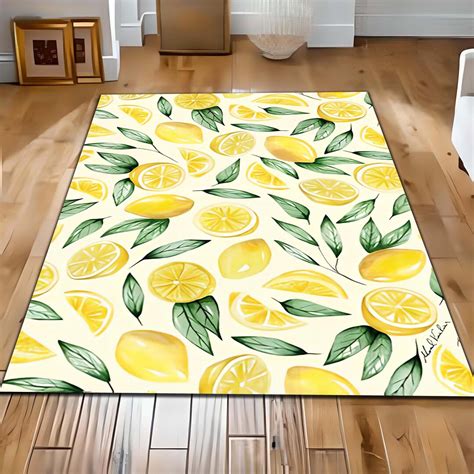 Lemon Print Kitchen Rugs