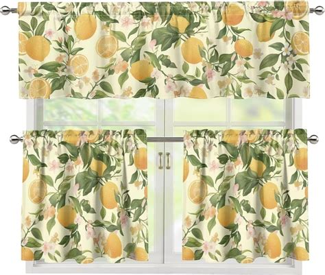 Lemon Print Kitchen Valances