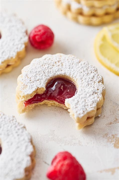 Lemon Shortbread Cookies With Raspberry Jam