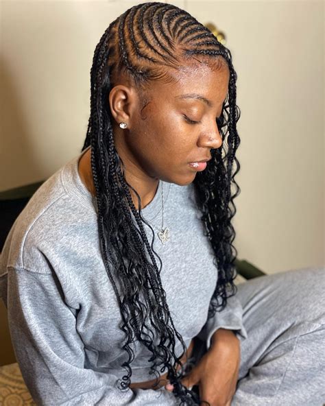 Lemonade Braids To The Side With Curls