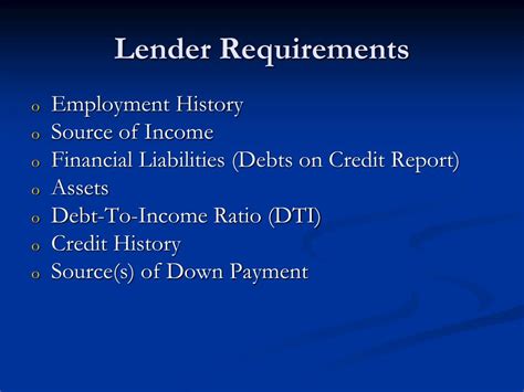 lender requirements
