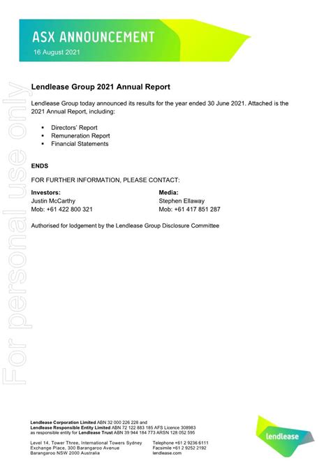 lendlease corporation limited annual report