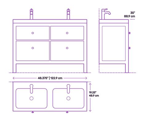 Length Of Bathroom Double Vanity