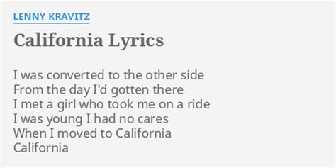 lenny kravitz california lyrics