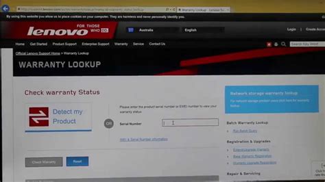 lenovo support page - warranty lookup