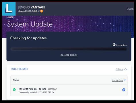lenovo vantage failed to install bios update