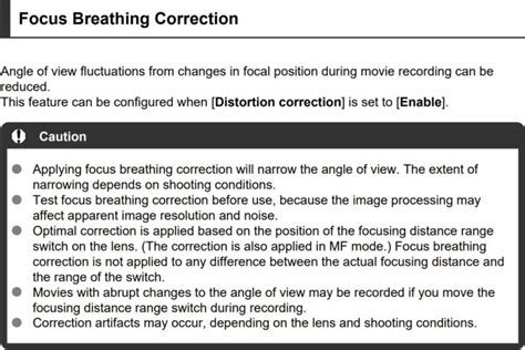 Lens Breathing Correction