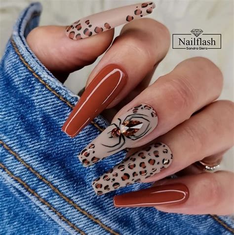 Leopard Print Nails Fall Orange