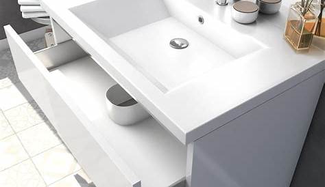 Meuble salle de bain avec vasque à poser - 160 cm - Blanc & effet chêne