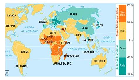 Carte avec la densité de la population dans le monde . | La population