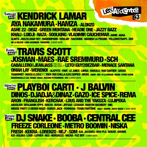 les ardentes festival programme