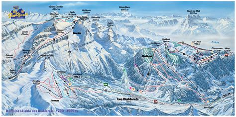 BERGFEX Piste map Les Diablerets Panoramic map Les Diablerets Map