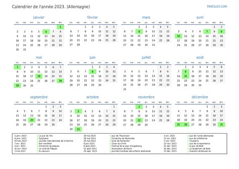 les jours fériés en allemagne 2023