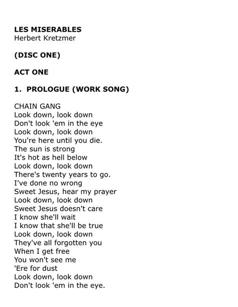 les miserables lyrics pdf