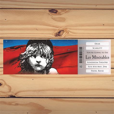 Les Miserables Printable Gift Certificate