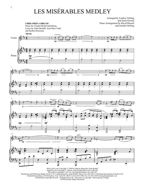 les miserables sheet music piano