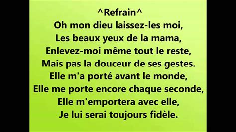 les yeux de la mama avec paroles