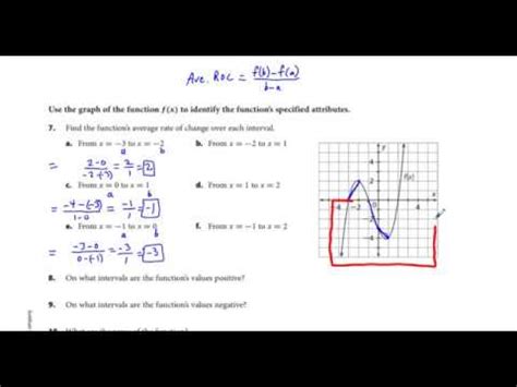 Lesson 1.2 Characteristics Of Function Graphs Worksheet Answers