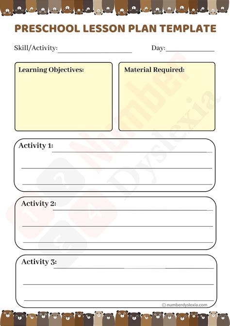 Lesson Plan Template Preschool Pdf
