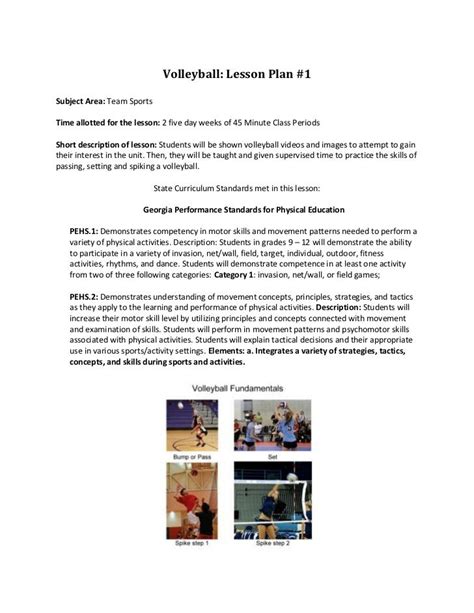 lesson plans for pe volleyball