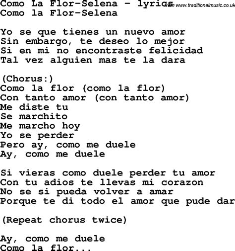 letra como una flor