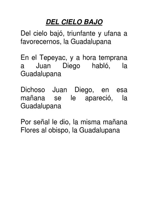 letra del canto del cielo bajo