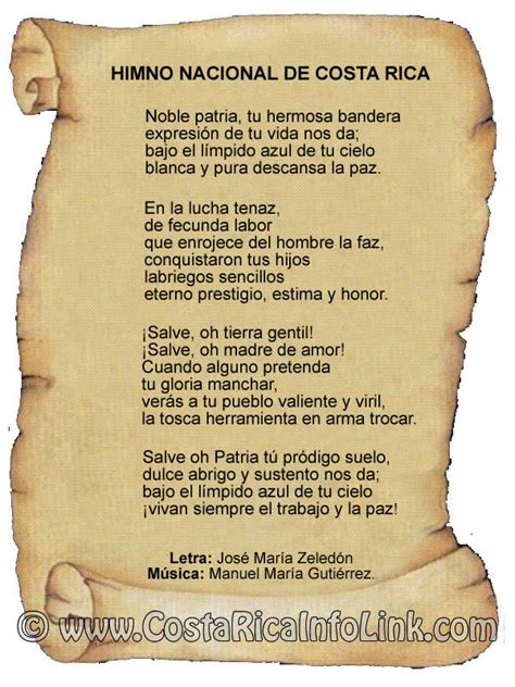 letra himno costa rica