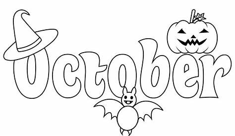 Feliz mes de octubre para colorear - Octubre para colorear - Páginas