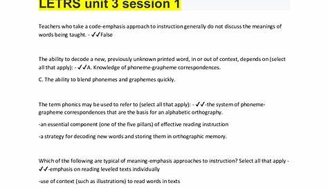 Letrs Unit 1 Session 6 Reflection Worksheet Example