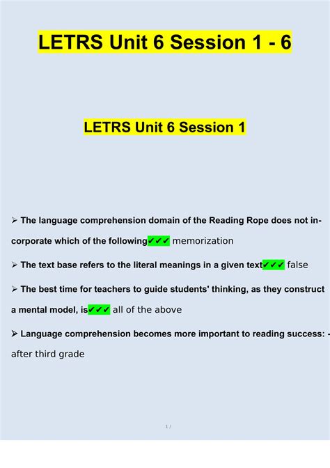 letrs unit 6 session 1