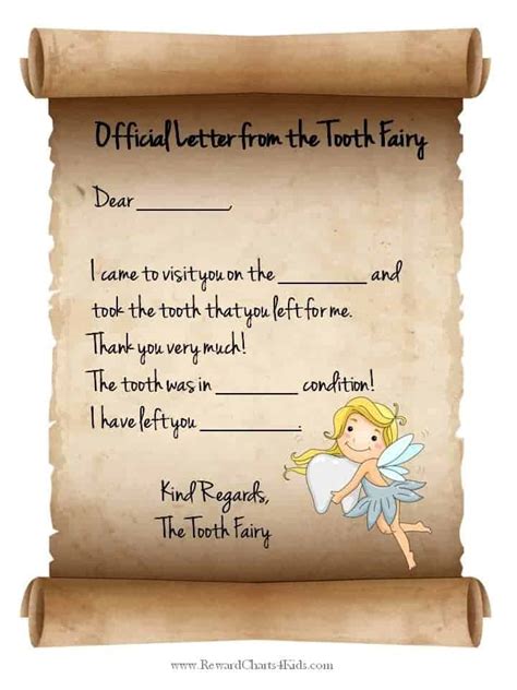 Template Free Free Printable Customizable Tooth Fairy Letter