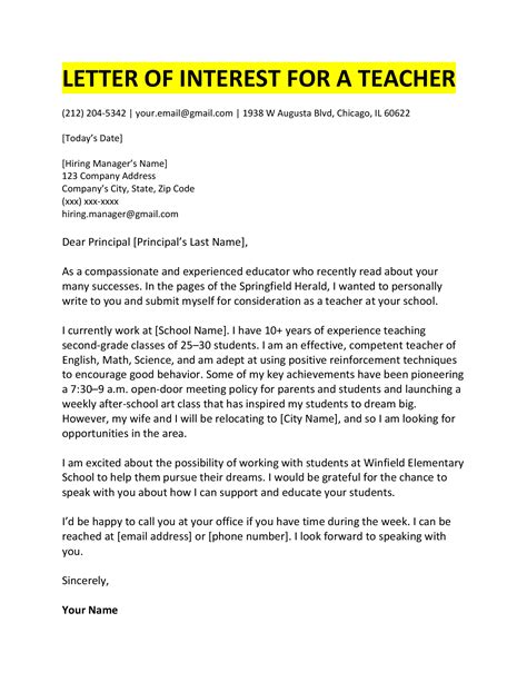 Letter Of Application Letter Of Interest For Math