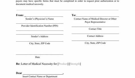 Letter Of Medical Necessity Template Pdf