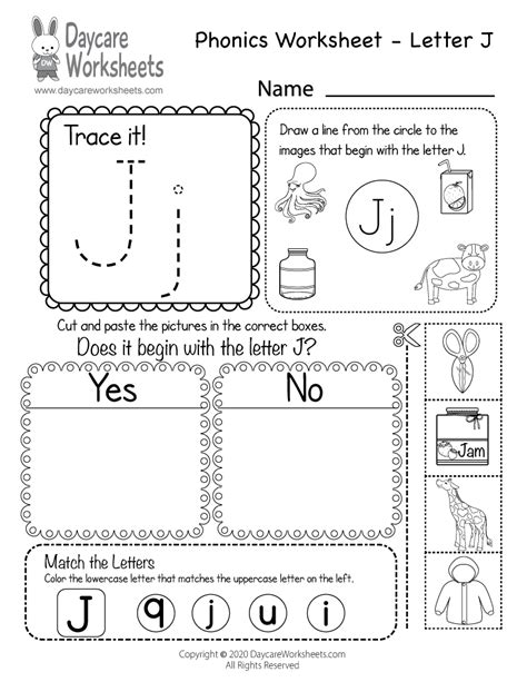 Letter J Phonics Printable