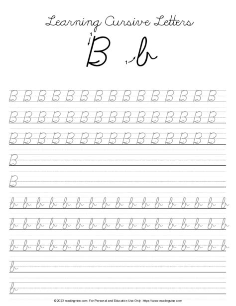 letter b in cursive printable template