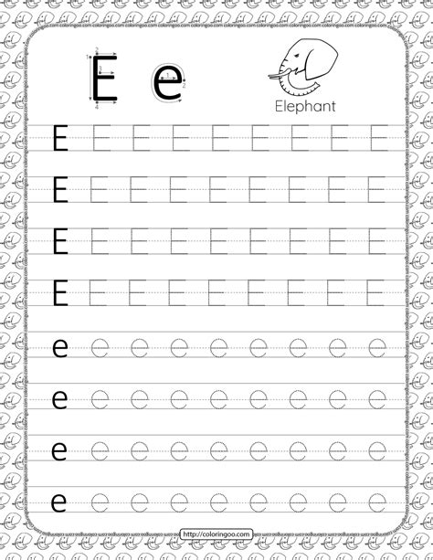 Letter E Dotted Printable