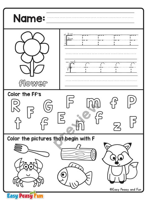 Letter F Printable Work Sheets