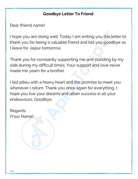 letter for saying goodbye