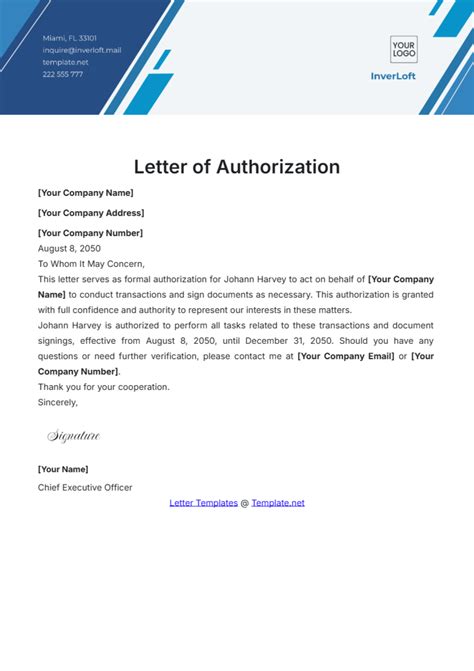 Letter Of Authorization Shipping Template